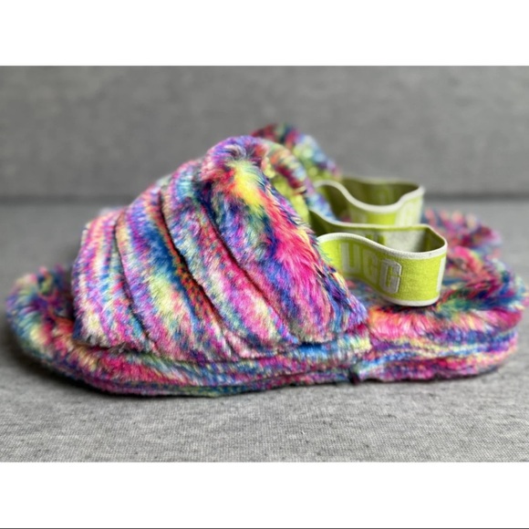 UGG Fluff Yeah Pixelate Slippers Women's Size 8 Multicolor Casual Comfort Slide - Picture 3 of 6